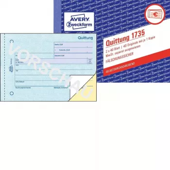 Livro de formulários de contabilidade AVERY 1735-5 A6 40 páginas