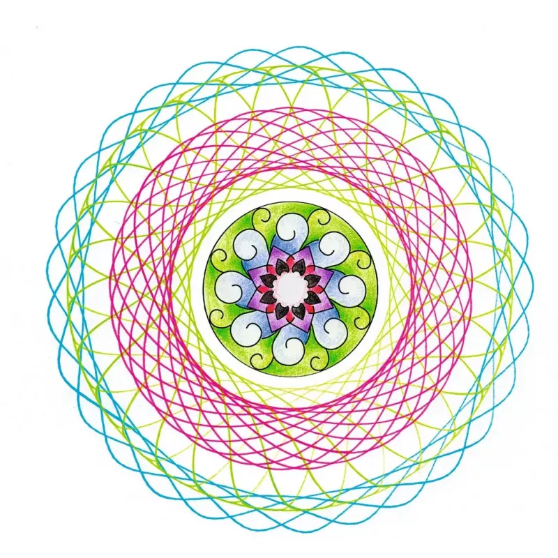 Spirograph Infantil Ravensburger 297740 com Estêncil e 2 Canetas, Multicolor, para Crianças a partir dos 6 Anos