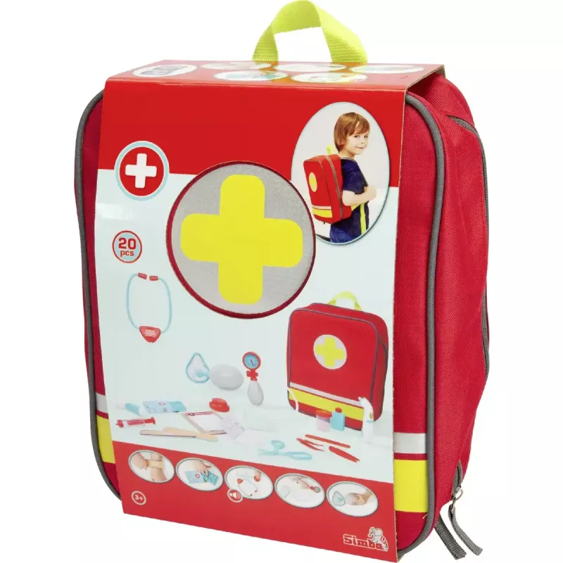Conjunto de brincar de mochila de médico de urgência Simba-Dickie – conjunto de médico de role-play para crianças