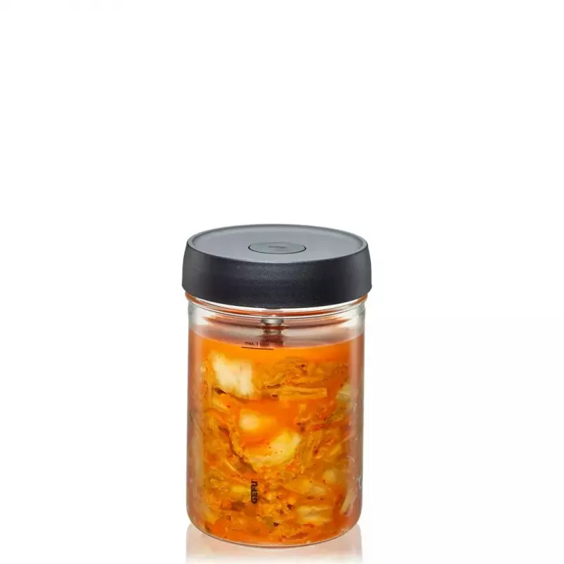 Recipiente de fermentação 1 L GEFU NATIVO G-15810, recipiente de vidro com tampa de fermentação para conservar e para fermentação láctica