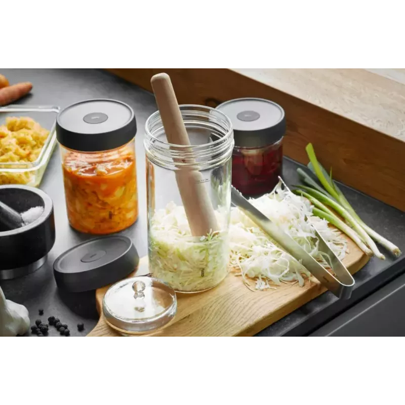 Recipiente de fermentação 1 L GEFU NATIVO G-15810, recipiente de vidro com tampa de fermentação para conservar e para fermentação láctica