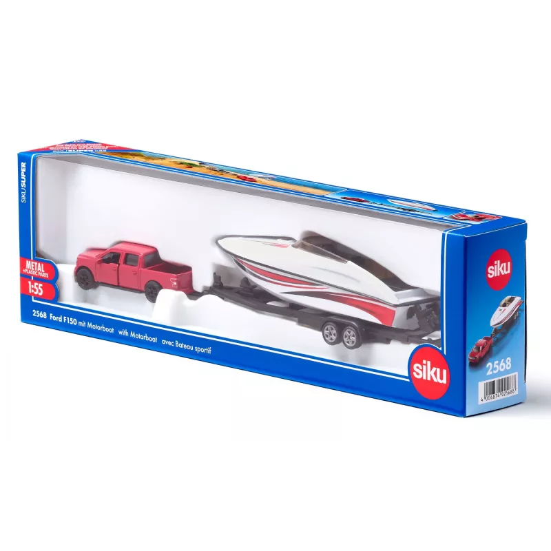 Siku Ford F150 com barco a motor kit de modelo de automóvel pré-montado 1:50