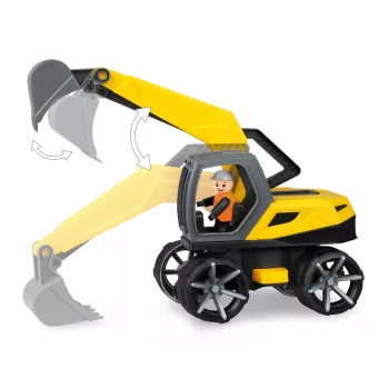 Escavadora de brincar Lena TRUXX SM04531, idade recomendada 2+, cinzento e amarelo
