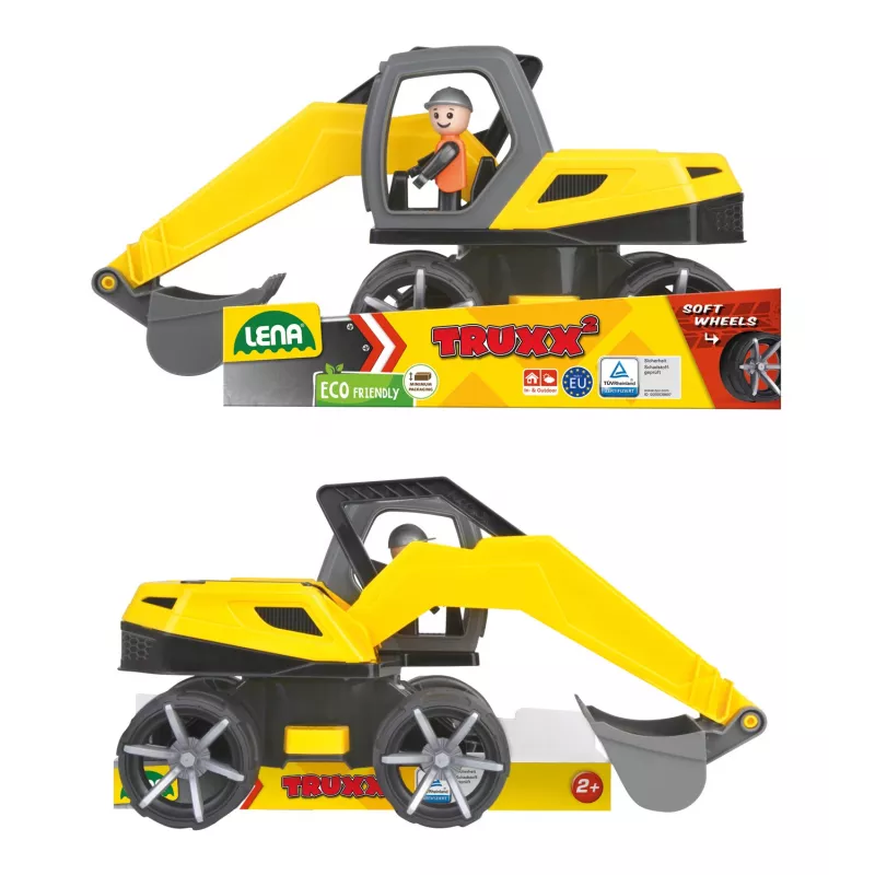 Escavadora de brincar Lena TRUXX SM04531, idade recomendada 2+, cinzento e amarelo