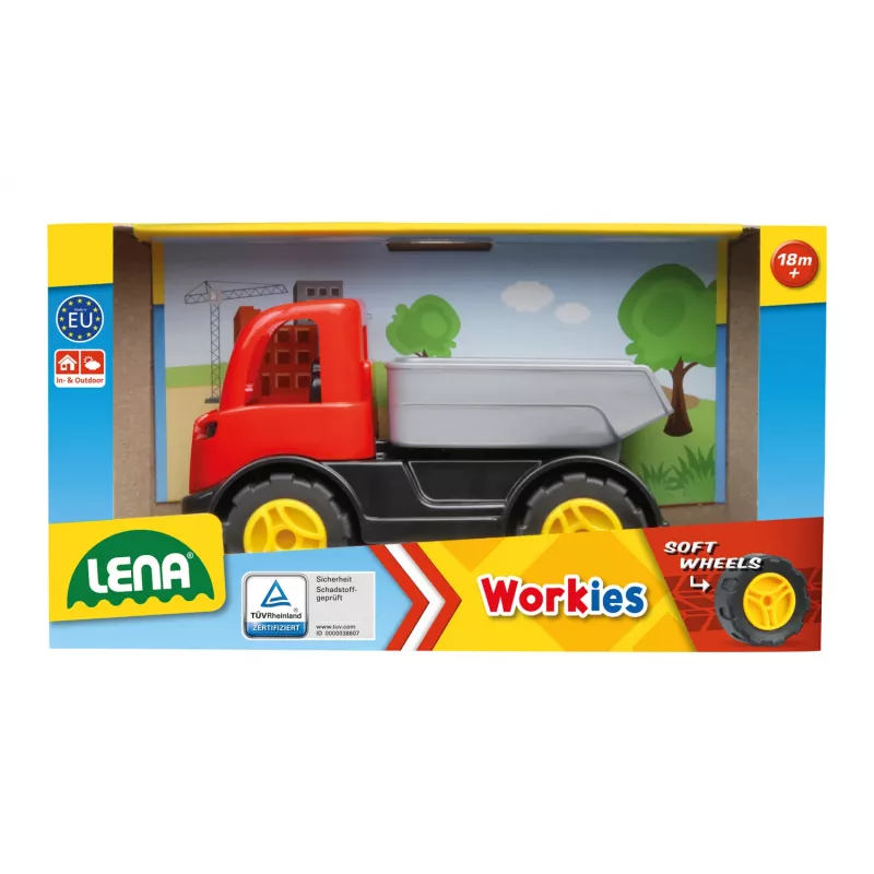 Camião basculante de brincar Lena 01260 – construção robusta, design colorido, veículo de brincar para crianças