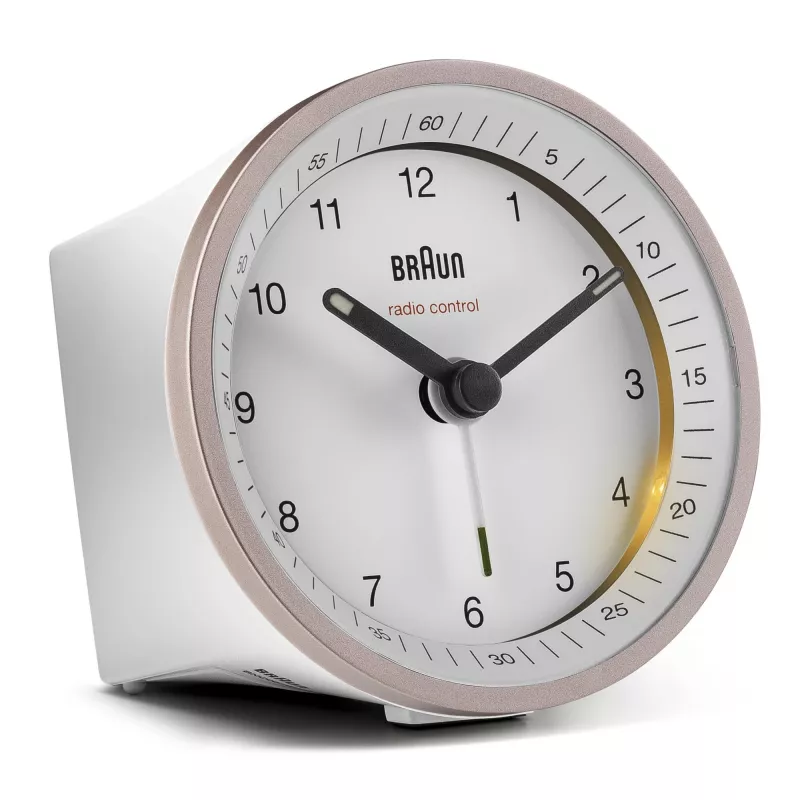 Despertador de quartzo Braun BC07 rosa, branco