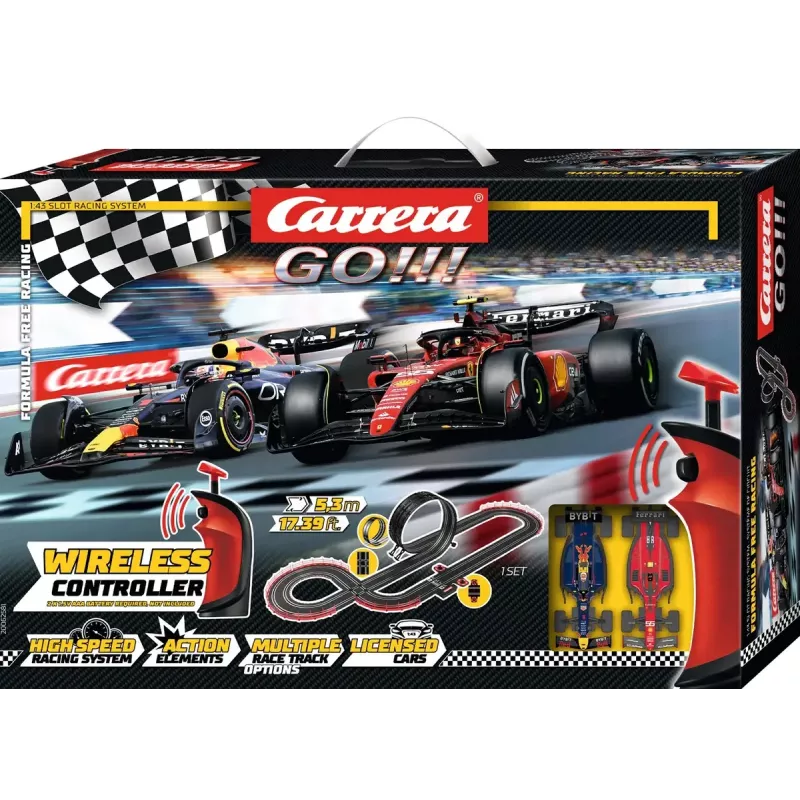 Conjunto de slot car CARRERA GO!!! pista de corrida Formula Free Racing sem fios 20062581