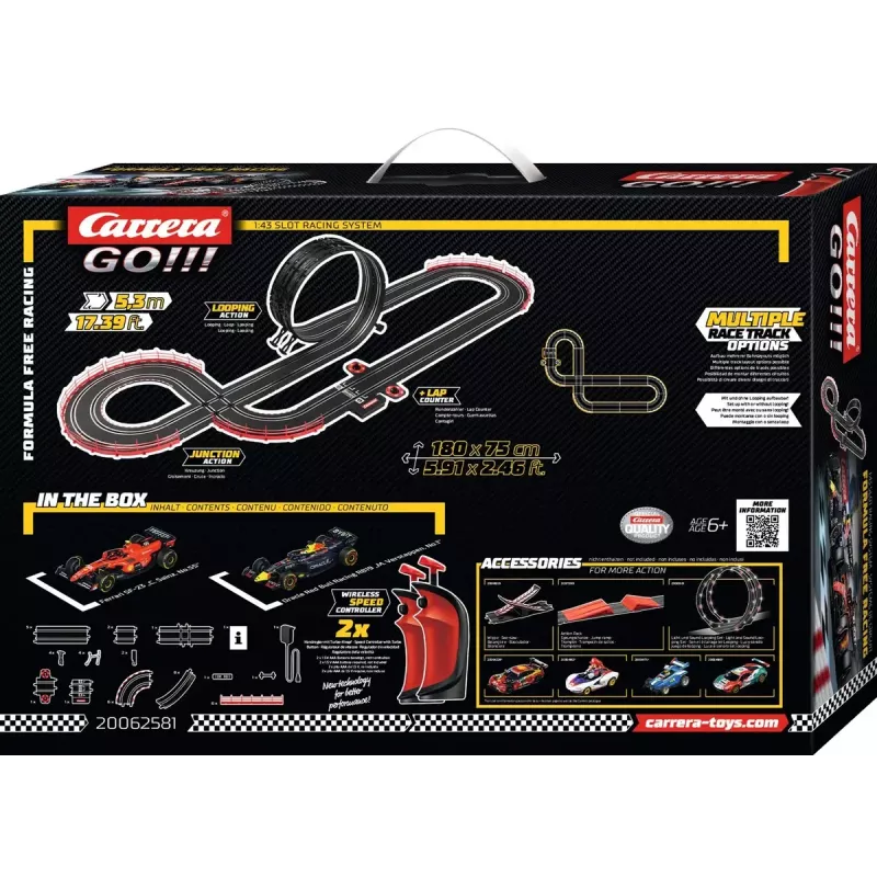 Conjunto de slot car CARRERA GO!!! pista de corrida Formula Free Racing sem fios 20062581