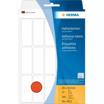 Etiquetas multiusos HERMA 2412 20x50 mm vermelho papel mate escrita à mão