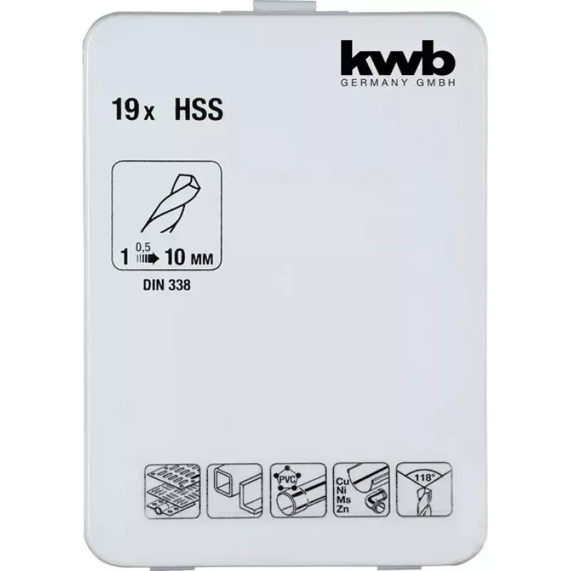 Conjunto de brocas KWB 421856 19 unid. brocas helicoidais 1,0 - 10 mm