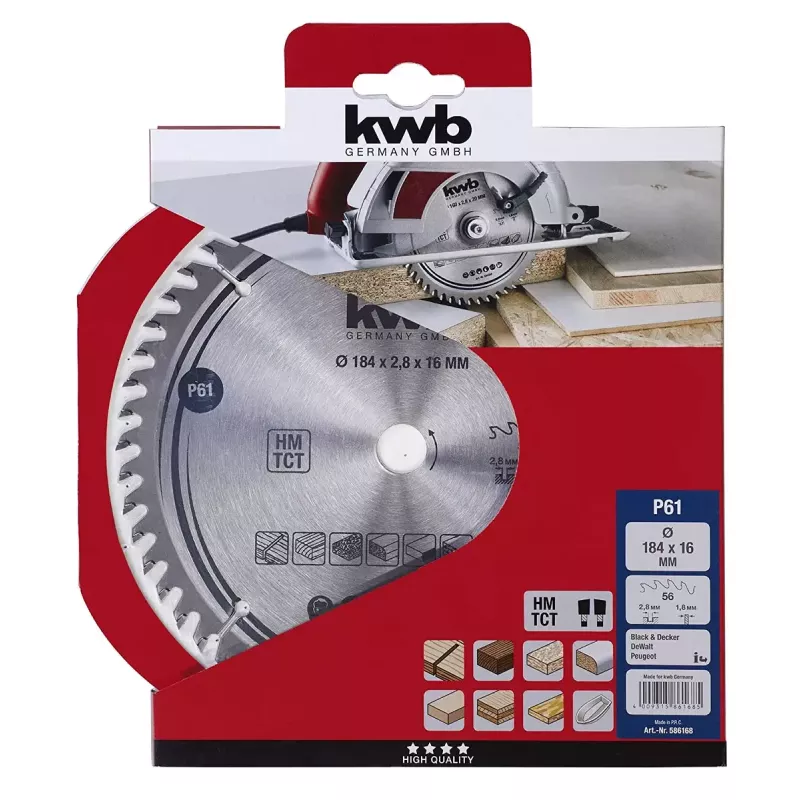 Disco de serra circular KWB 586168 com pastilhas de metal duro 1 unid.