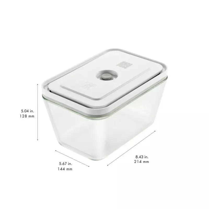Caixa de conservação ZWILLING FRESH & SAVE retangular vidro 1,6 L, tampa de plástico com fecho, adequada para forno/micro-ondas