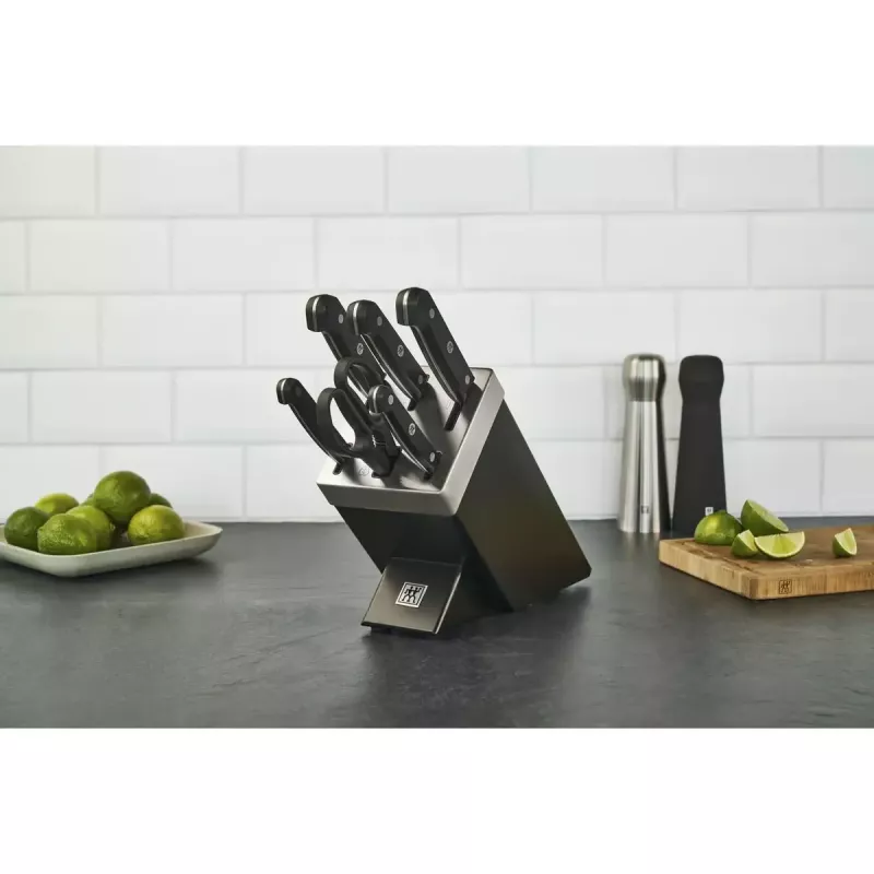 Conjunto de bloco com facas e talheres ZWILLING Gourmet 7 peças — lâminas de aço, cabos de plástico, 2,51 kg