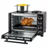 Unold Small kitchen all in one, fogão independente, preto, botão rotativo, preto, metal, vidro