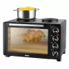 Unold Small kitchen all in one, fogão independente, preto, botão rotativo, preto, metal, vidro
