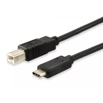 Equip Cabo USB 2.0 Type-C para Type-B, 1 m, USB B, USB C, USB 2.0, Macho/Macho, Preto