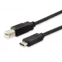 Equip Cabo USB 2.0 Type-C para Type-B, 1 m, USB B, USB C, USB 2.0, Macho/Macho, Preto