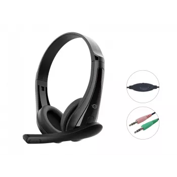 Headset com Fios CONCEPTRONIC POLONA06B3T, Estéreo 3,5 mm, Microfone com Cancelamento de Ruído, Supra-aural, 20–20000 Hz, Cabo de 1,8 m, Preto