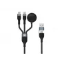 Cabo de Carregamento Rápido e Dados 3-em-1 USB A para 2× USB-C Conceptronic ETTA08B15 — 1,5 m, USB 2.0, 5 A, Carregador Apple Watch, 100 W E‑Mark