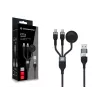 Cabo de Carregamento Rápido e Dados 3-em-1 USB A para 2× USB-C Conceptronic ETTA08B15 — 1,5 m, USB 2.0, 5 A, Carregador Apple Watch, 100 W E‑Mark