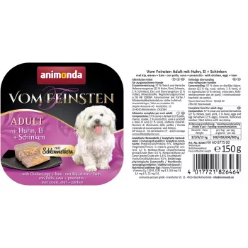 animonda Vom Feinsten Gourmet core Adult com frango, ovo e fiambre comida húmida para cães, 150 g