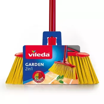 Vassoura de exterior VILEDA Modelo 128763, cerdas duras, tecnopolímero, vermelha