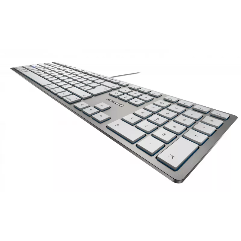 Teclado CHERRY KC 6000 fino FOR MAC com fios, prateado/branco, USB (QWERTY – UK)
