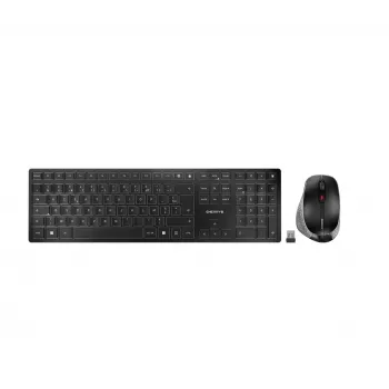 CHERRY DW 9500 teclado fino com rato incluído universal RF sem fios + Bluetooth AZERTY francês preto, cinzento