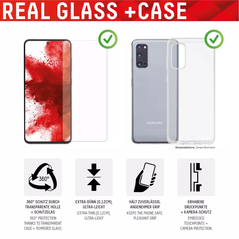 Película protetora de ecrã + capa Displex para Samsung Galaxy A53 5G, vidro temperado