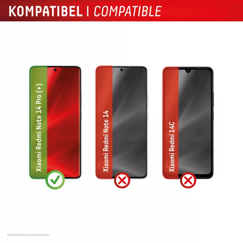 Vidro protetor de ecrã premium Displex (full cover, 10H) para Xiaomi Redmi Note 13 Pro+/Note 14 Pro(+), moldura de montagem Eco, full cover
