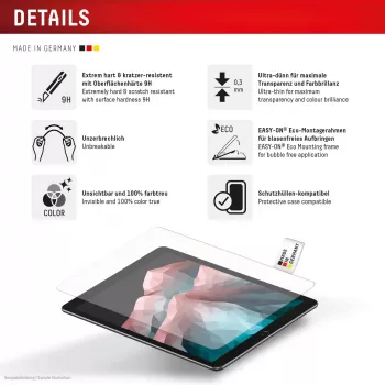 Vidro para tablet Displex (9H) para Samsung Galaxy Tab S11, moldura de montagem Eco, à prova de quebra