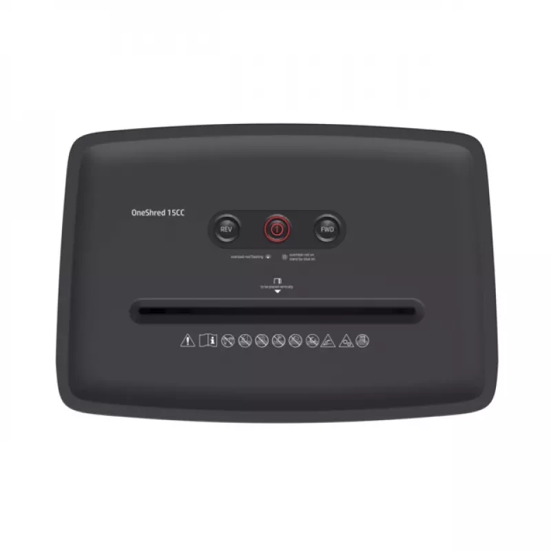 Destruidora de documentos HP OneShred 15CC corte em partículas 65 dB 22 cm branca