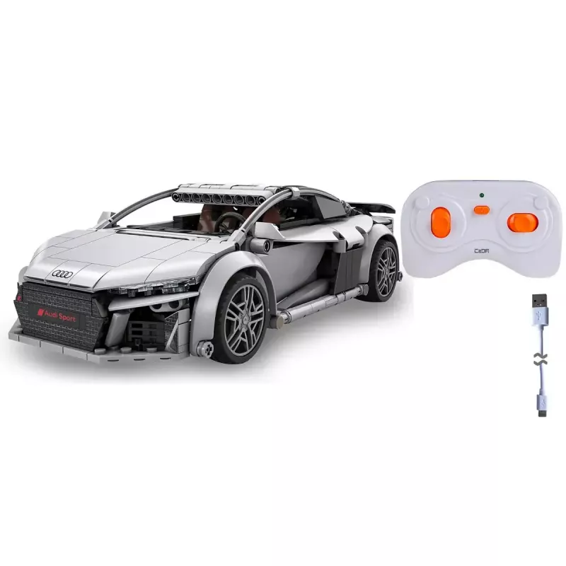 Jamara CaDA Audi R8 Coupé 1:14 cinzento, conjunto de blocos RC 2,4 GHz