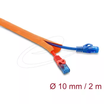 Manga de proteção de cabos autoencerrante DELOCK 2 m x 10 mm laranja