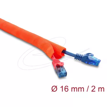 Manga de proteção de cabos autoencerrante DELOCK 2 m × 16 mm laranja