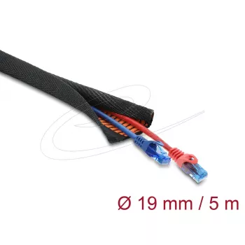 Manga de proteção de cabos autoencerrante de camada dupla DELOCK 5 m x 19 mm preto
