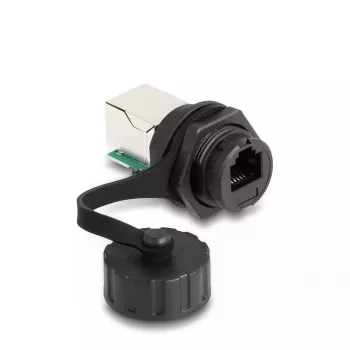 Conector de cabo DeLOCK fêmea RJ12 para fêmea RJ12 IP68 à prova de água preto