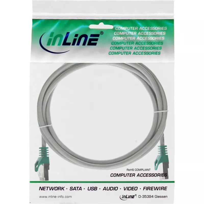 Cabo de patch crossover InLine PC para PC SF/UTP Cat.5e cinzento 3 m