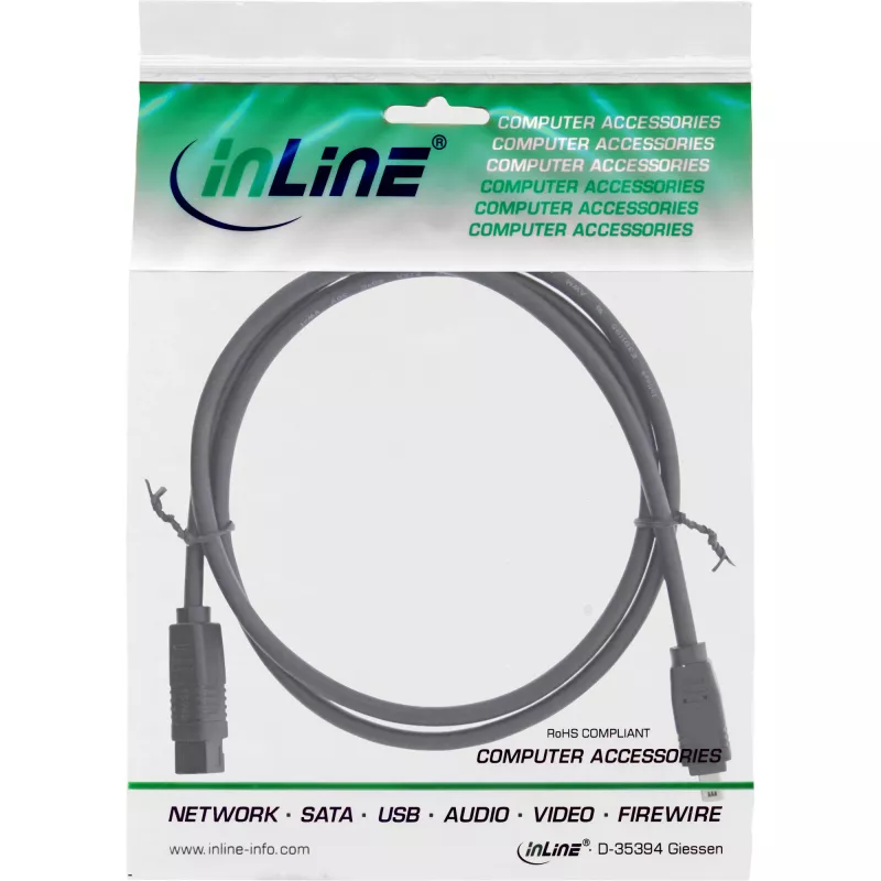 Cabo InLine FireWire 400 para 800 1394b (ficha 4/9 pinos, 1,8 m), preto