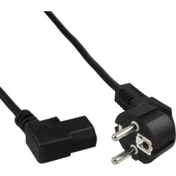 Cabo de alimentação InLine, CEE 7/7 angular / IEC C13 3 pinos angular esquerdo, preto, 1,8 m