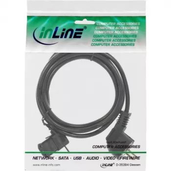 Cabo de alimentação InLine, CEE 7/7 angular / IEC C13 3 pinos angular esquerdo, preto, 1,8 m