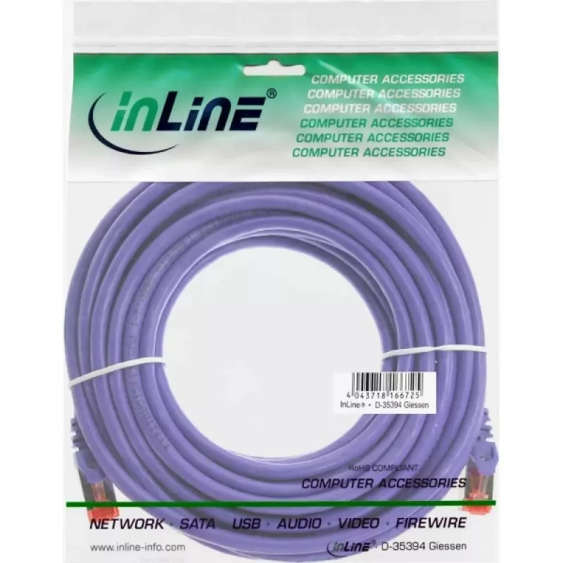 Cabo de patch InLine S/FTP PiMF Cat.6 250MHz PVC cobre lilás 7,5 m