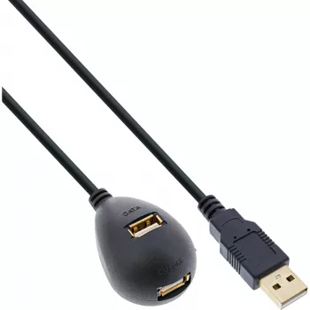Cabo InLine USB 2.0 Type-A ficha / conector fêmea, com base, preto, 2 m