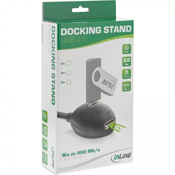 Cabo InLine USB 2.0 Type-A ficha / conector fêmea, com base, preto, 2 m