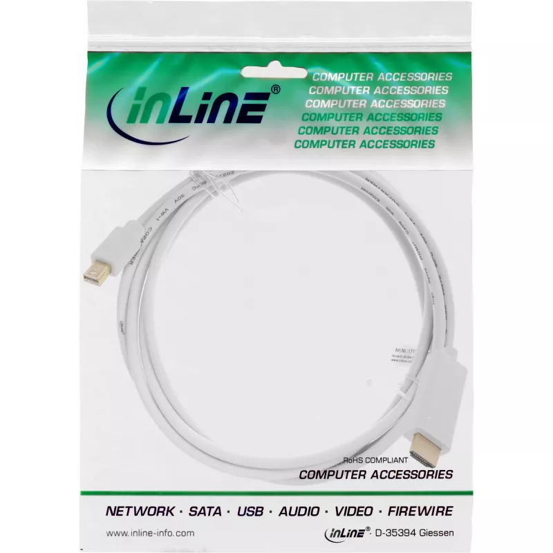 Cabo conversor InLine Mini DisplayPort para HDMI 4K2K com áudio 4K2K 5 m