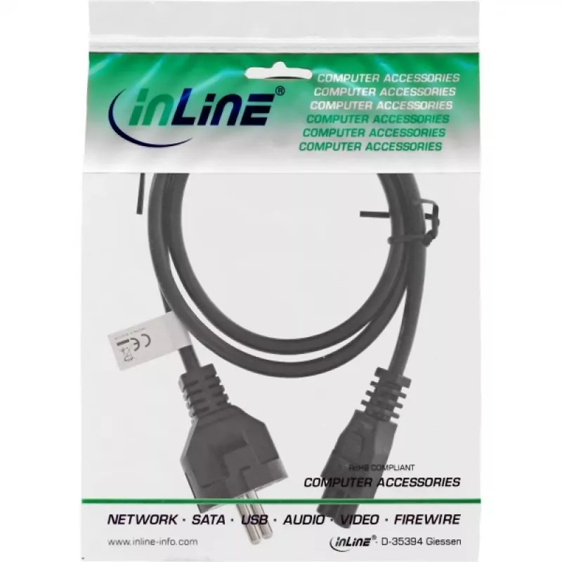 Cabo de alimentação InLine Type-F alemão / ficha para portátil 
