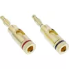 Terminal de parafuso (parafuso de ficha banana) InLine metal dourado, 1x vermelho + 1x preto