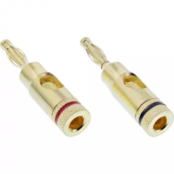 Terminal de parafuso (parafuso de ficha banana) InLine metal dourado, 1x vermelho + 1x preto