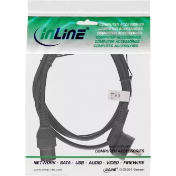 Cabo de alimentação InLine, CEE7/7 angular para C15 reto, 3 x 1mm², preto, 3m