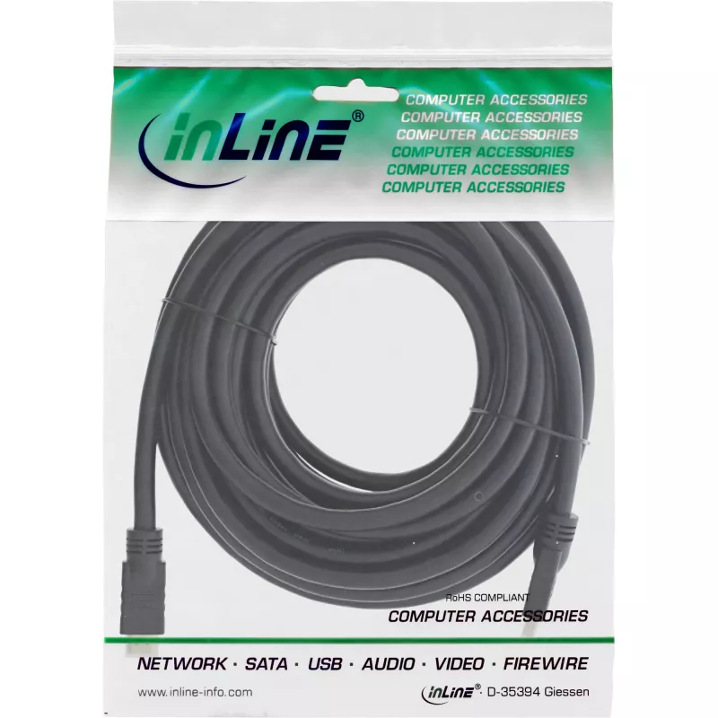 Cabo HDMI High Speed InLine HiD com Ethernet, 4K2K, M/M, contactos dourados, 15 m